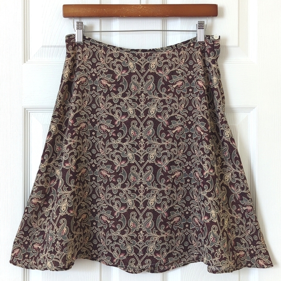 Studio JPR 90's Vintage Bohemian Printed High Waisted A-Line Mini Skirt Plum 12 - Picture 1 of 11